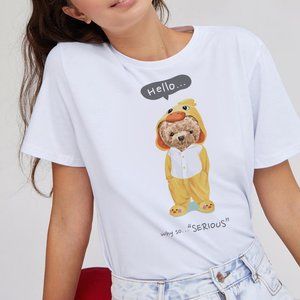 Teddy Bear Graphic Tees Hello Why So Serious Lett